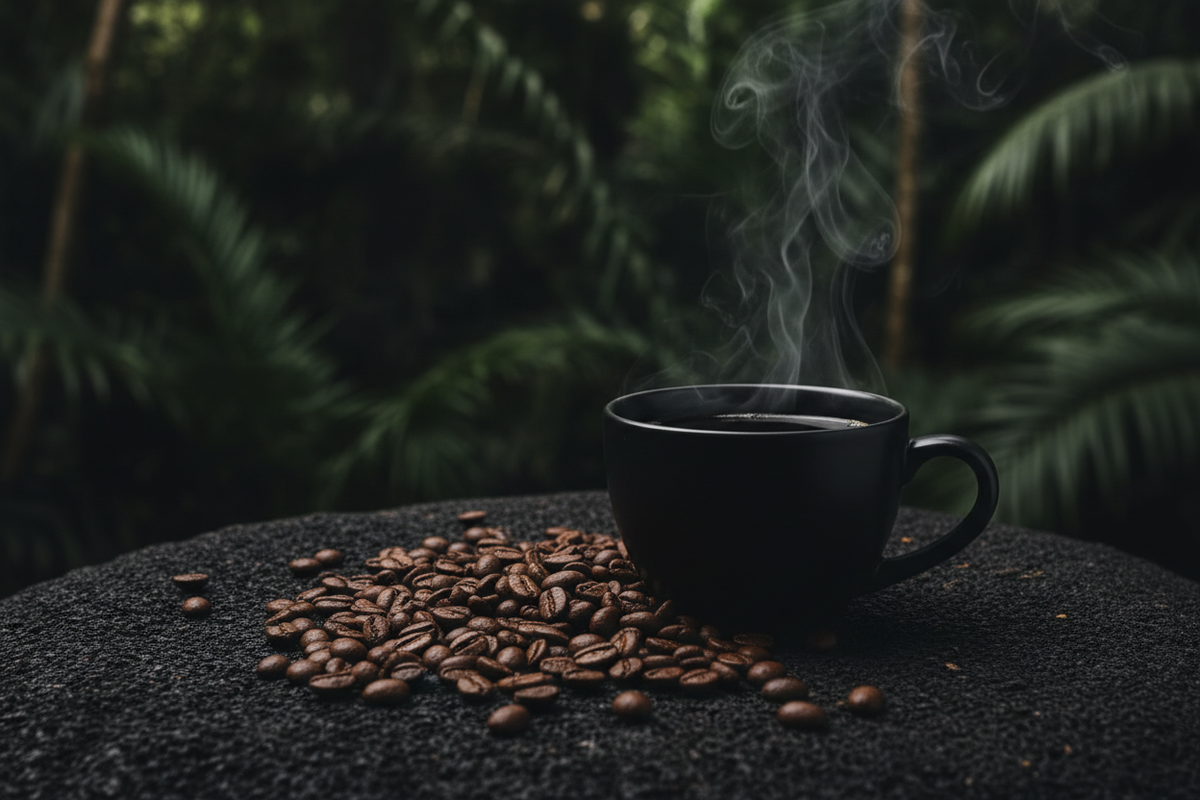 Fresh Sumatra coffee beans at Evans oro negro